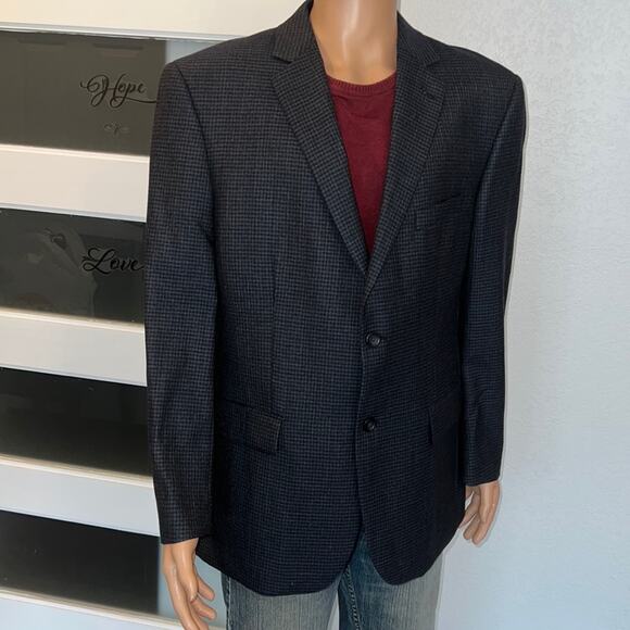 Pronto Uomo Platinum Mens Wool CLASSIC FIT CHECK TWO BUTTON WOOL SPORTCOAT- 44R - Picture 1 of 12
